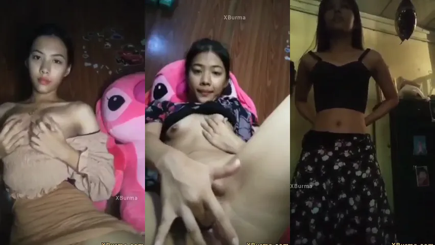 สาวพม่าน่ารักขนหมอยกำลังขึ้น ใช้สองนิ้วเกี่ยวเบ็ดจนน้ำหีแฉะ